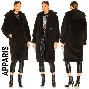 💋HOT ITEM!💋 REVOLVE APPARIS MIA OVERSIZED DOUBLE-BREASTED HOODED COAT in NOIR